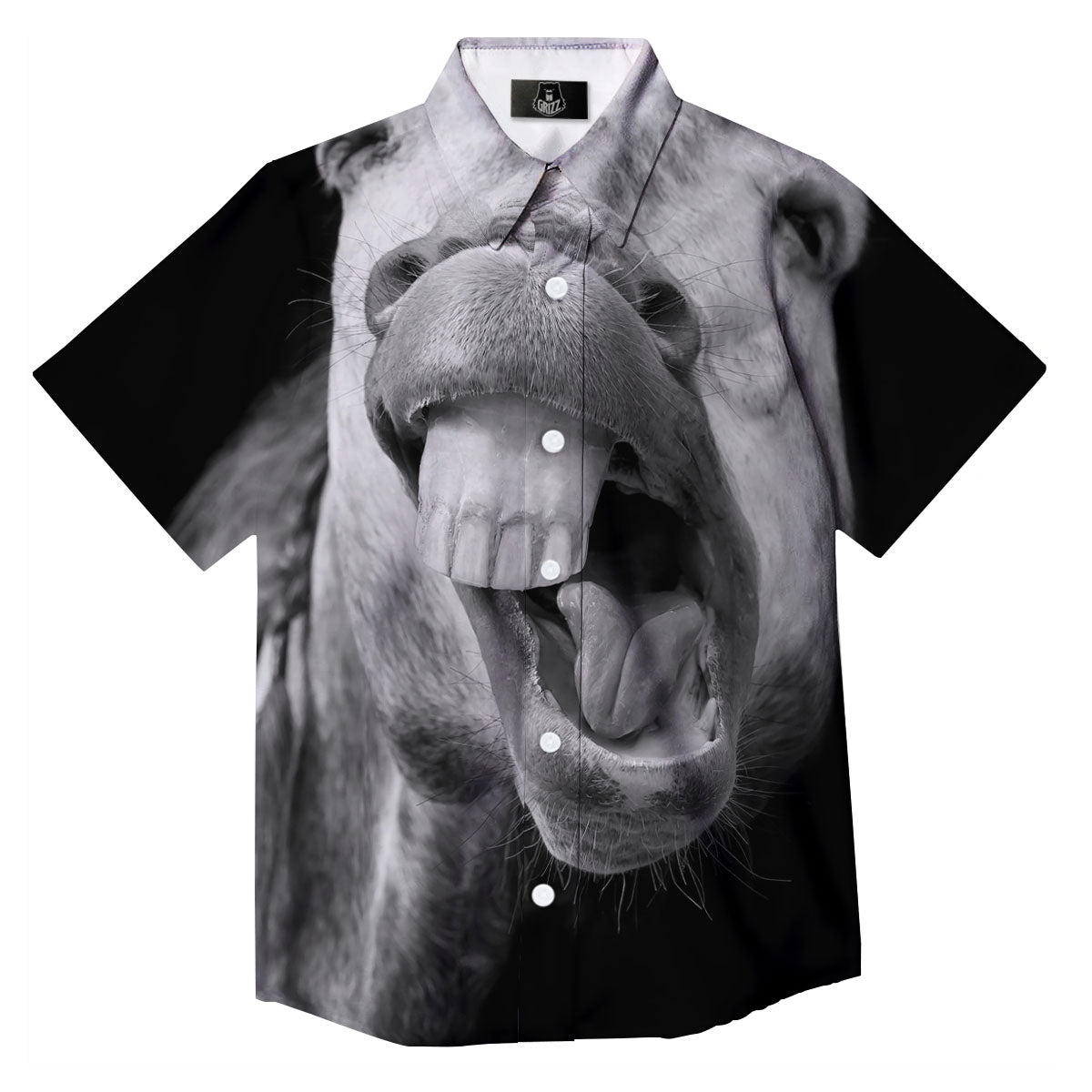 Crazy Donkey White And Black Print Button Up Shirt-grizzshop