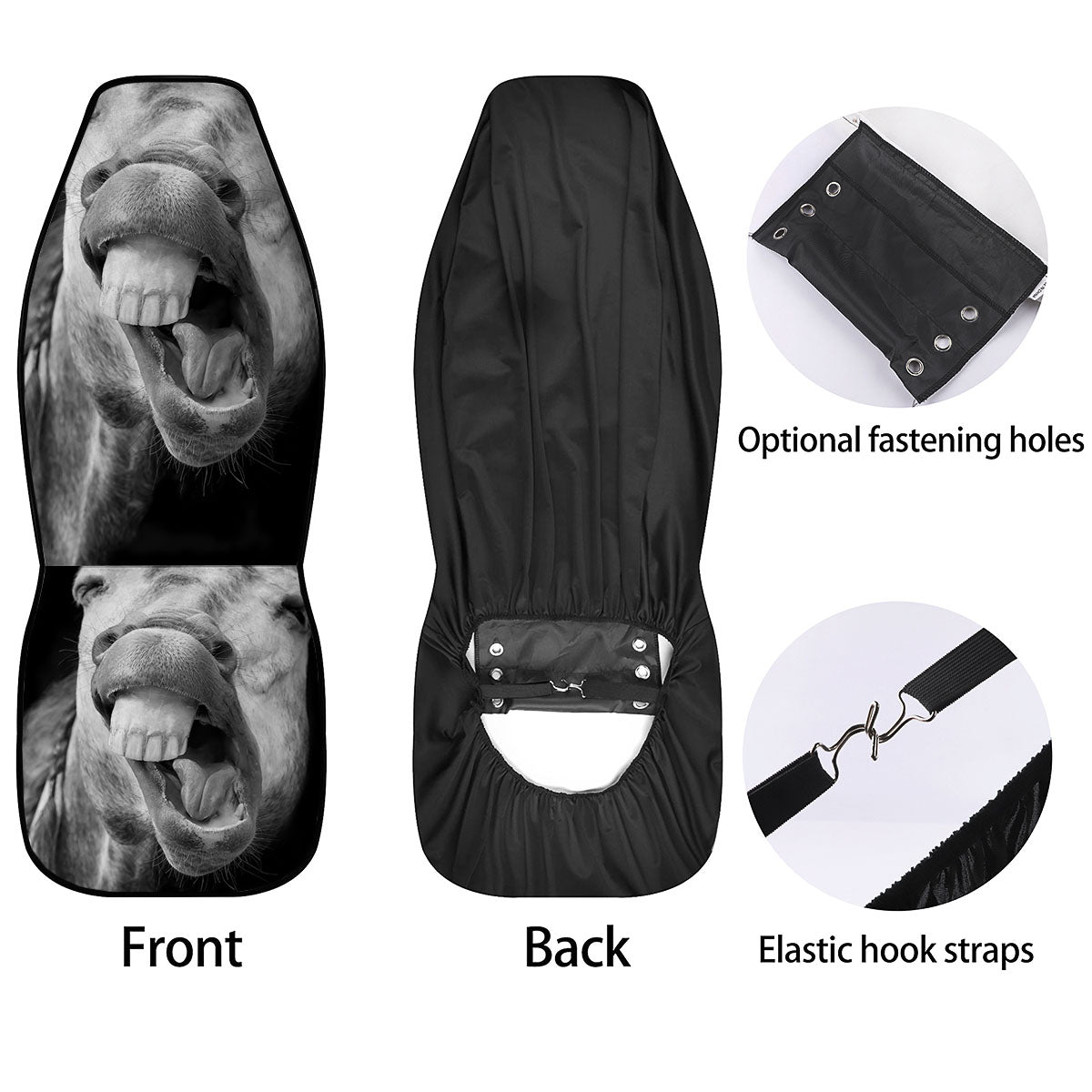 Crazy Donkey White And Black Print Car Seat Covers-grizzshop