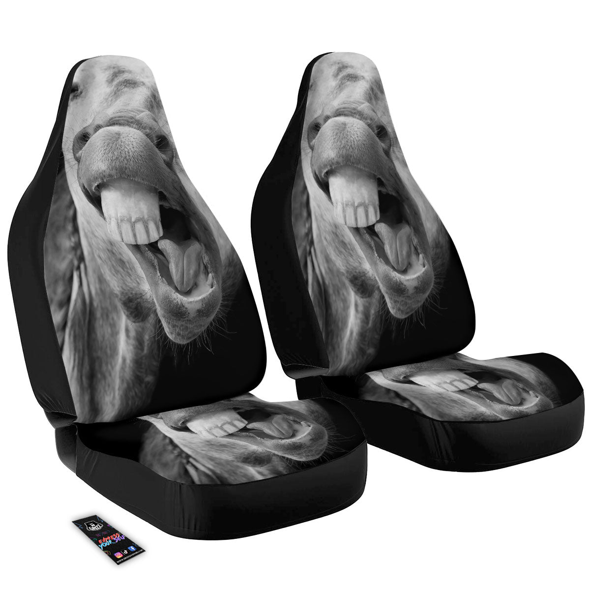 Crazy Donkey White And Black Print Car Seat Covers-grizzshop