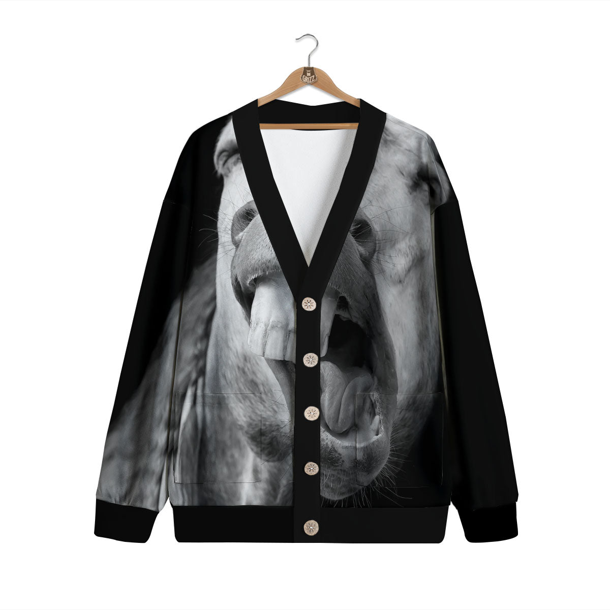 Crazy Donkey White And Black Print Cardigan-grizzshop