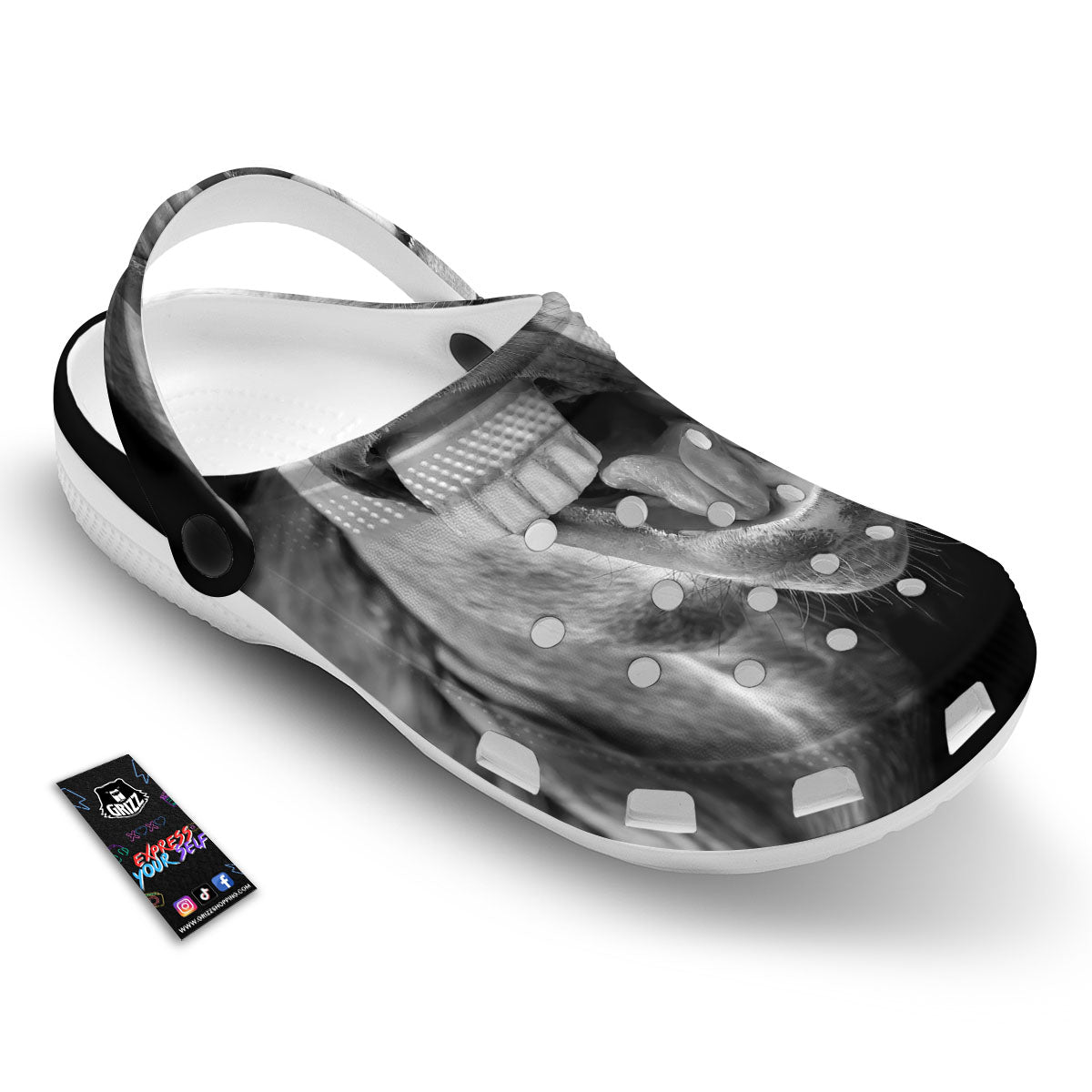 Crazy Donkey White And Black Print Clog-grizzshop