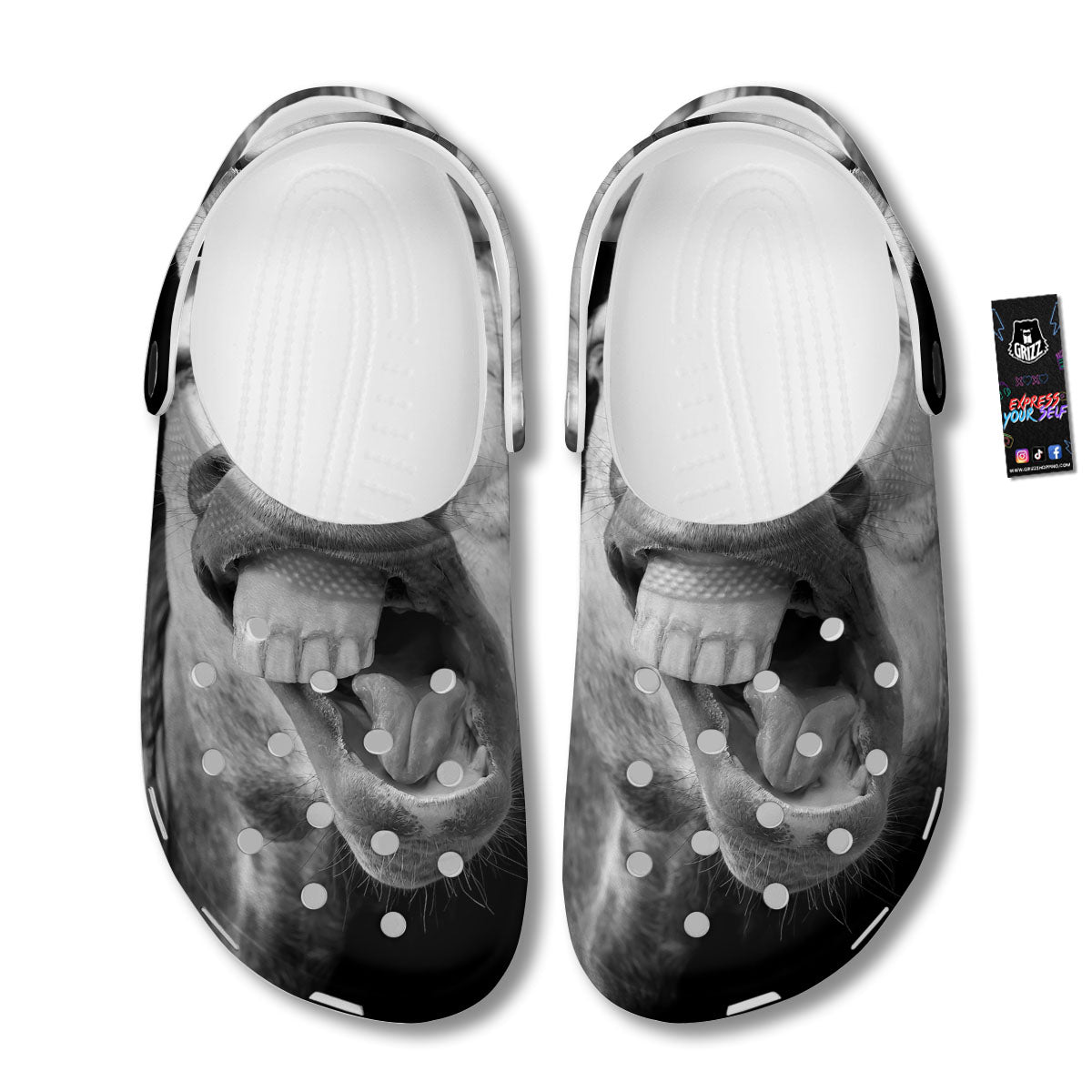 Crazy Donkey White And Black Print Clog-grizzshop