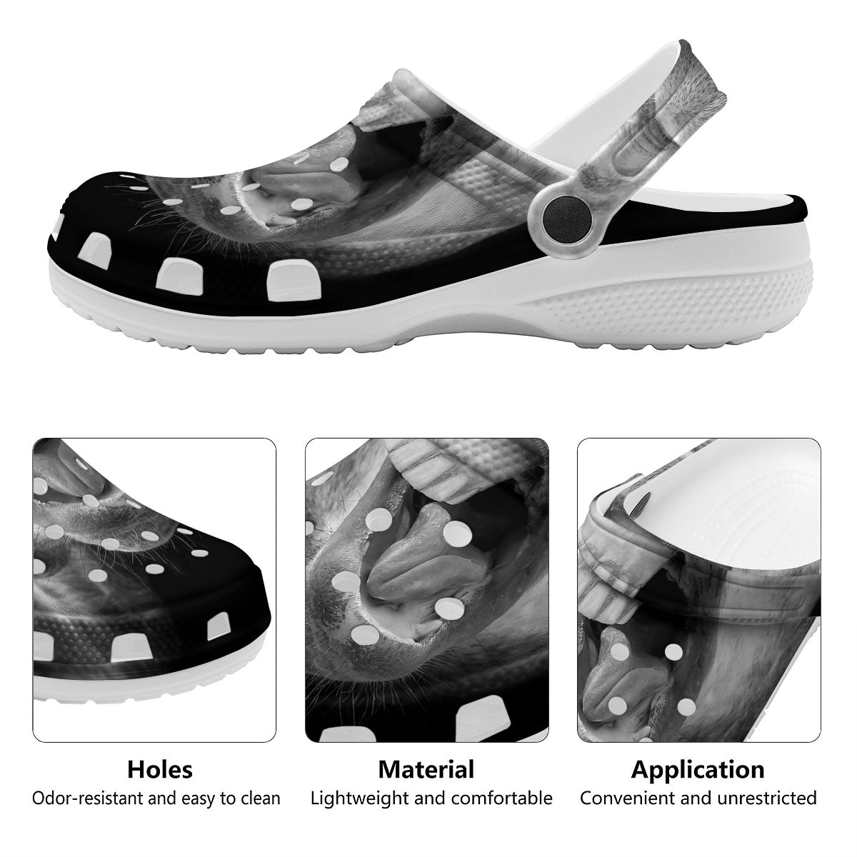 Crazy Donkey White And Black Print Clog-grizzshop