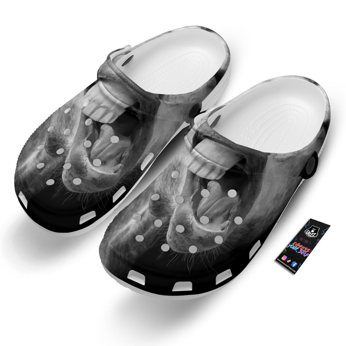 Crazy Donkey White And Black Print Clog-grizzshop