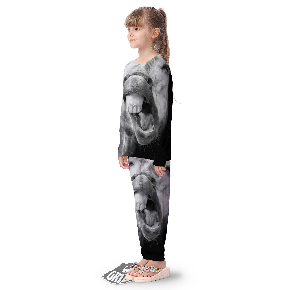 Crazy Donkey White And Black Print Kid's Pajamas-grizzshop