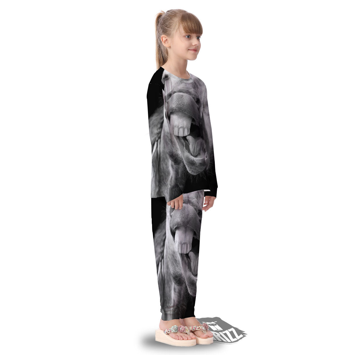 Crazy Donkey White And Black Print Kid's Pajamas-grizzshop