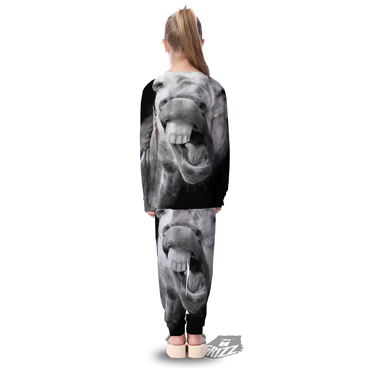 Crazy Donkey White And Black Print Kid's Pajamas-grizzshop