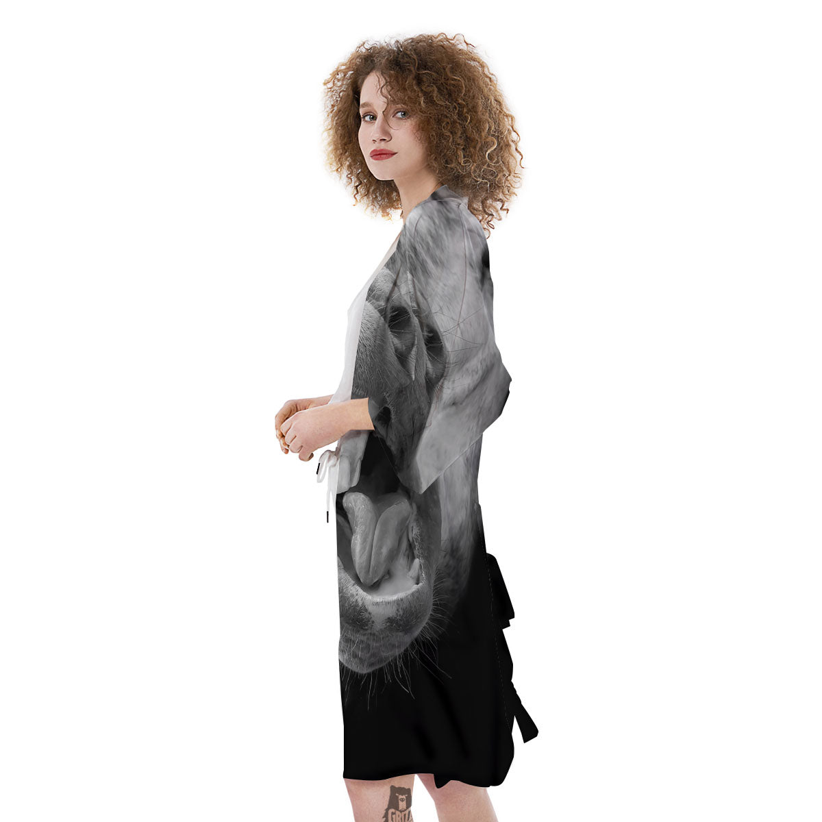 Crazy Donkey White And Black Print Kimono-grizzshop