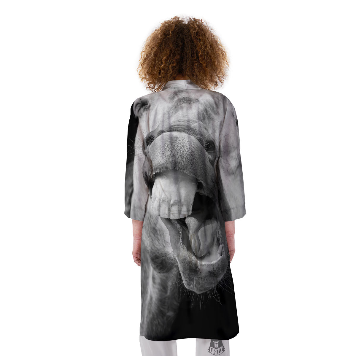 Crazy Donkey White And Black Print Kimono-grizzshop