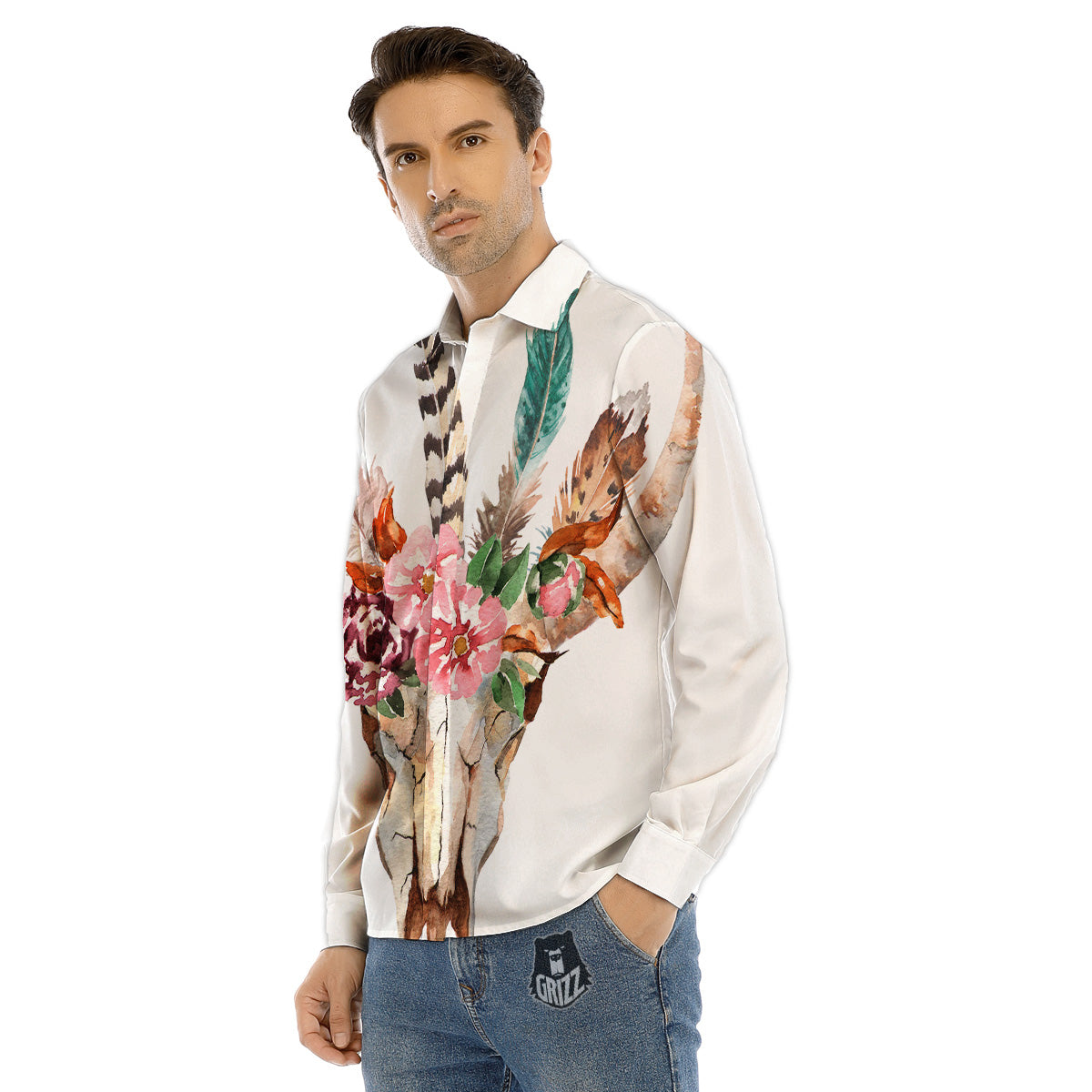 Crazy Donkey White And Black Print Men's Dress Shirts-grizzshop