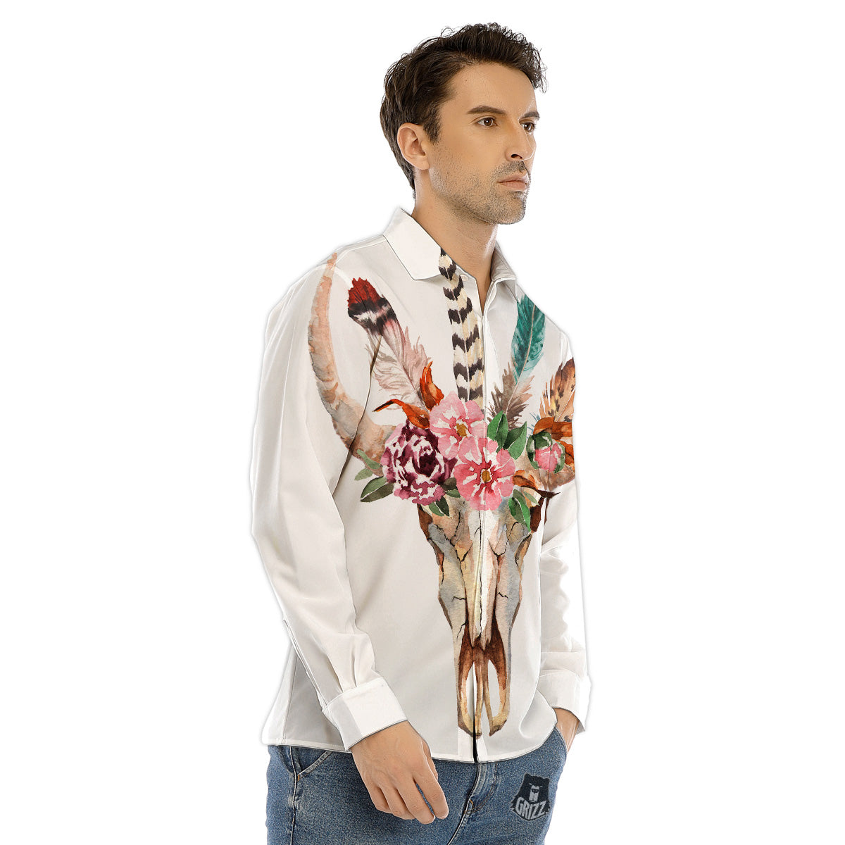 Crazy Donkey White And Black Print Men's Dress Shirts-grizzshop