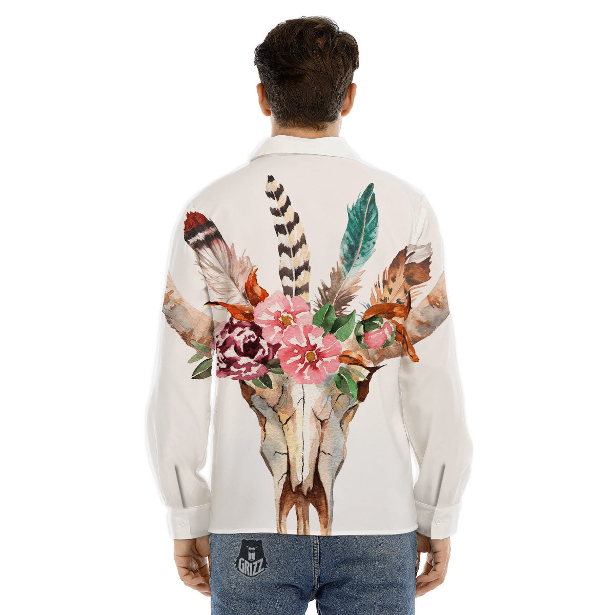 Crazy Donkey White And Black Print Men's Dress Shirts-grizzshop