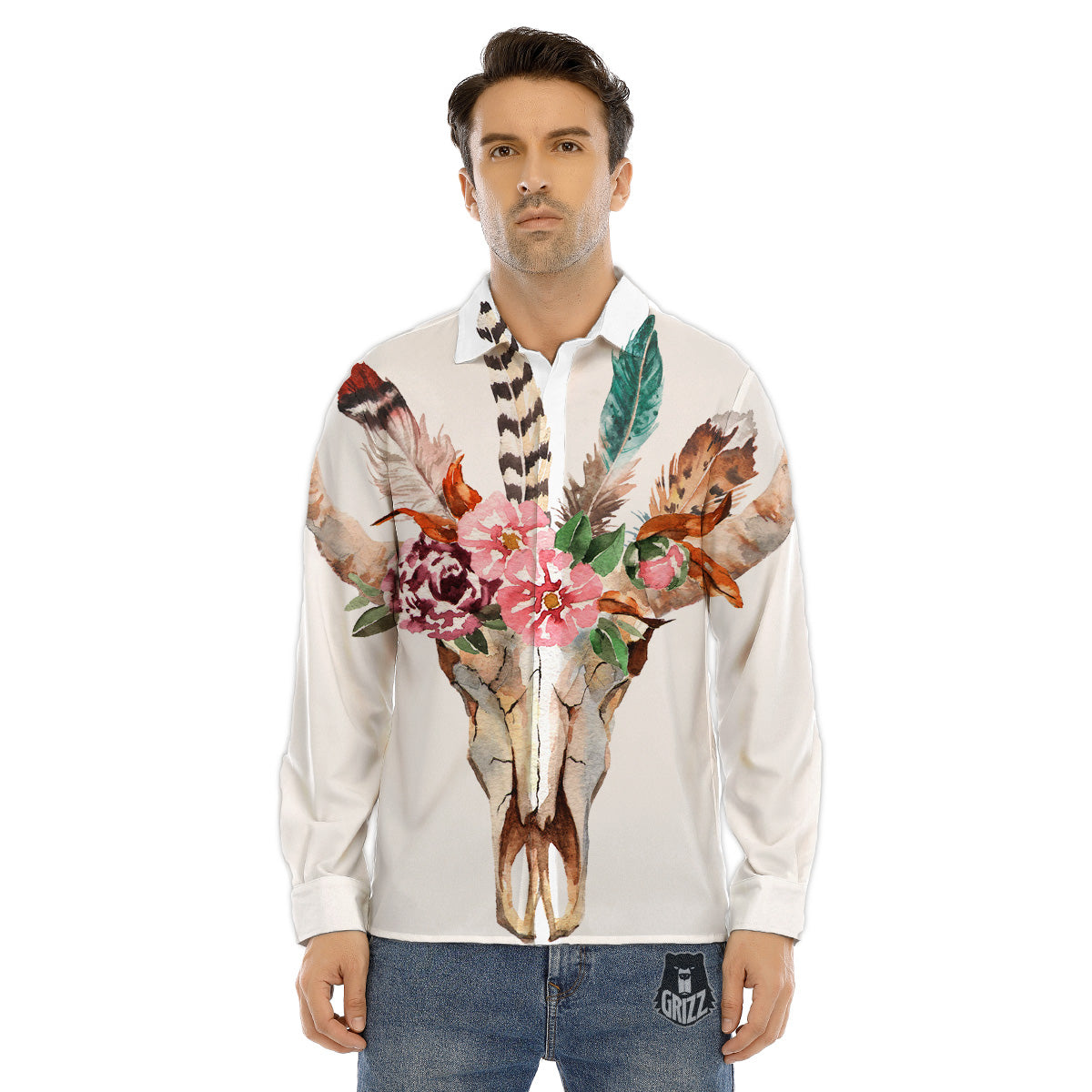 Crazy Donkey White And Black Print Men's Dress Shirts-grizzshop