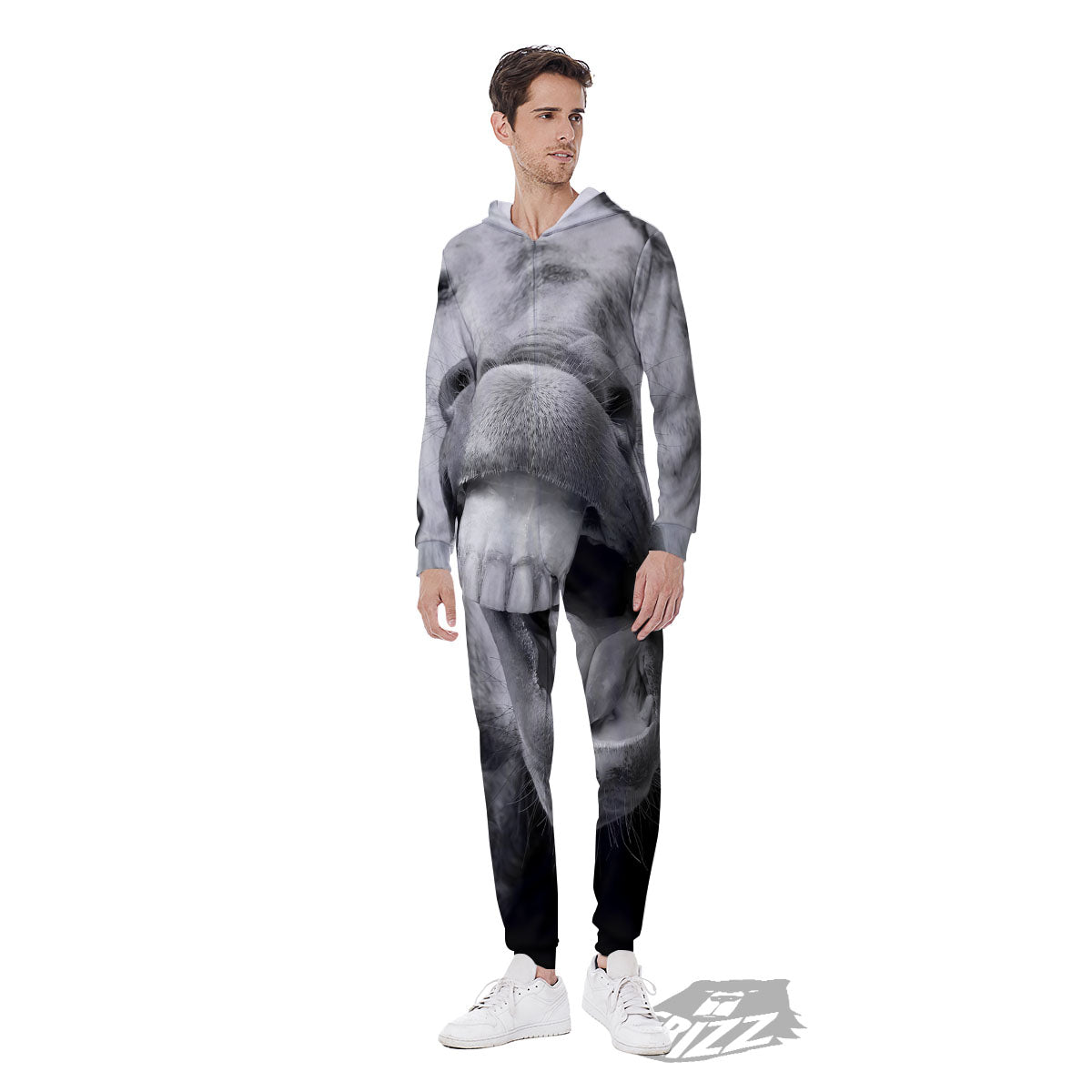 Crazy Donkey White And Black Print Men's Jumpsuit-grizzshop
