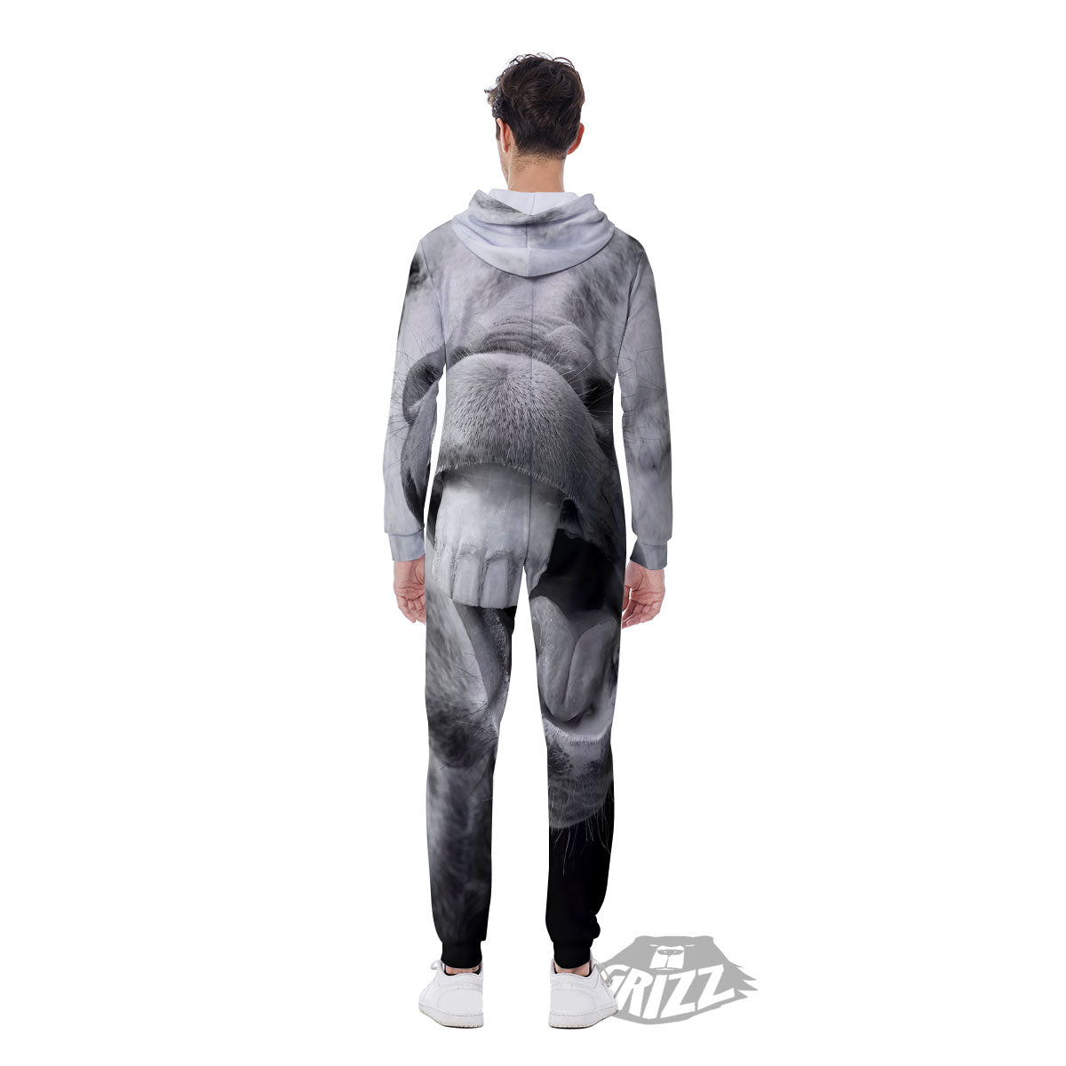 Crazy Donkey White And Black Print Men's Jumpsuit-grizzshop