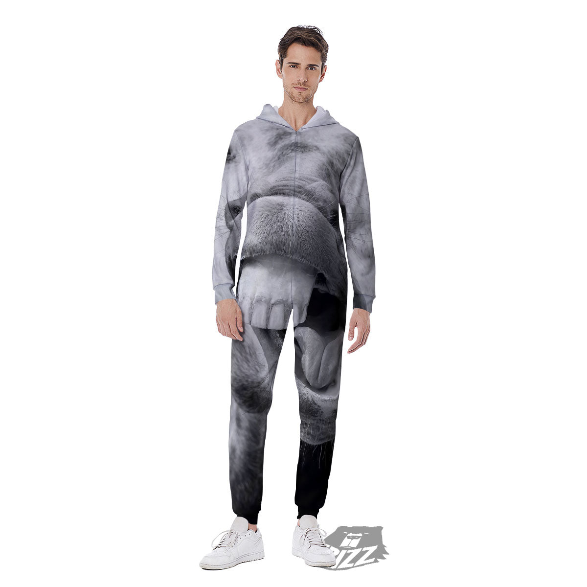 Crazy Donkey White And Black Print Men's Jumpsuit-grizzshop