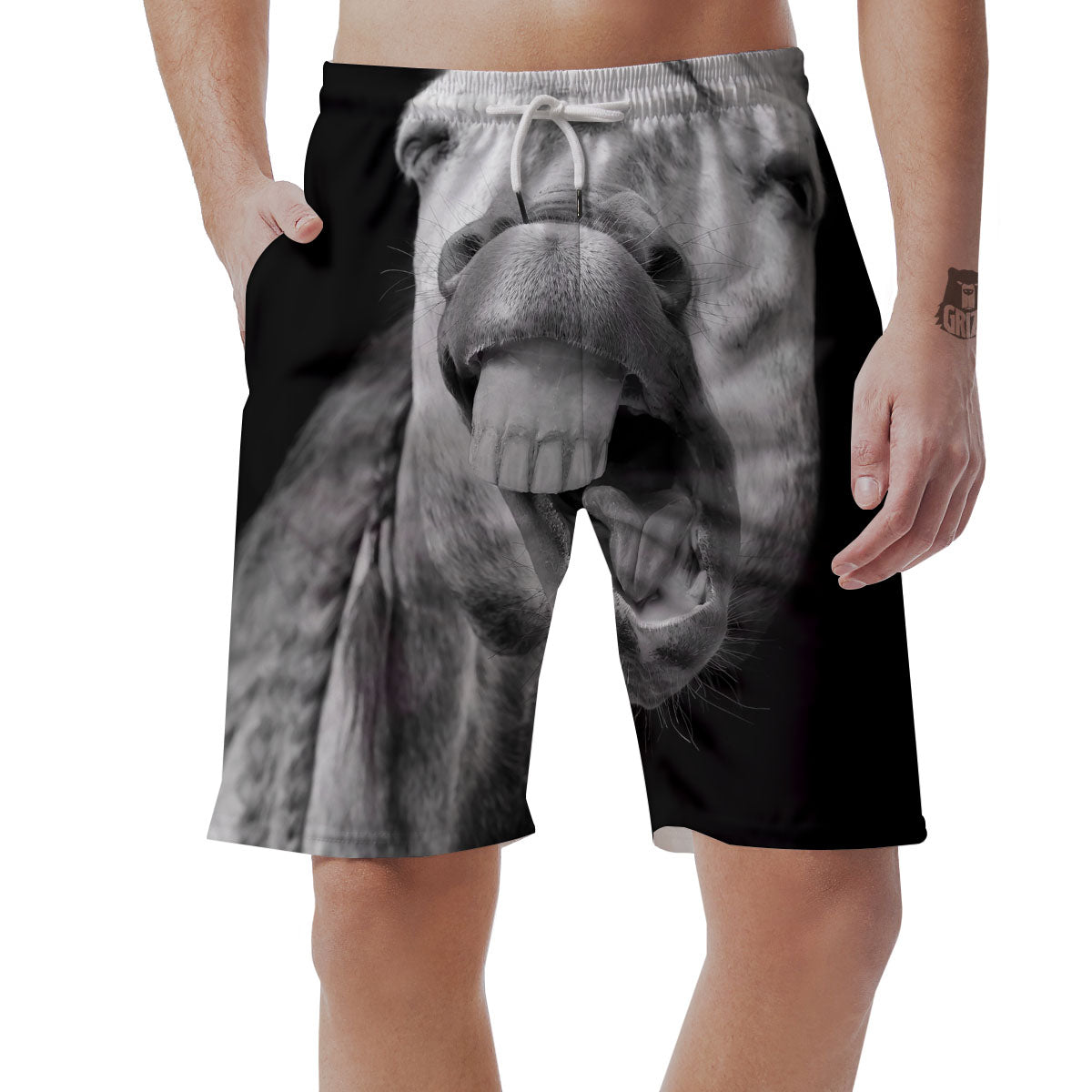 Crazy Donkey White And Black Print Men's Shorts-grizzshop