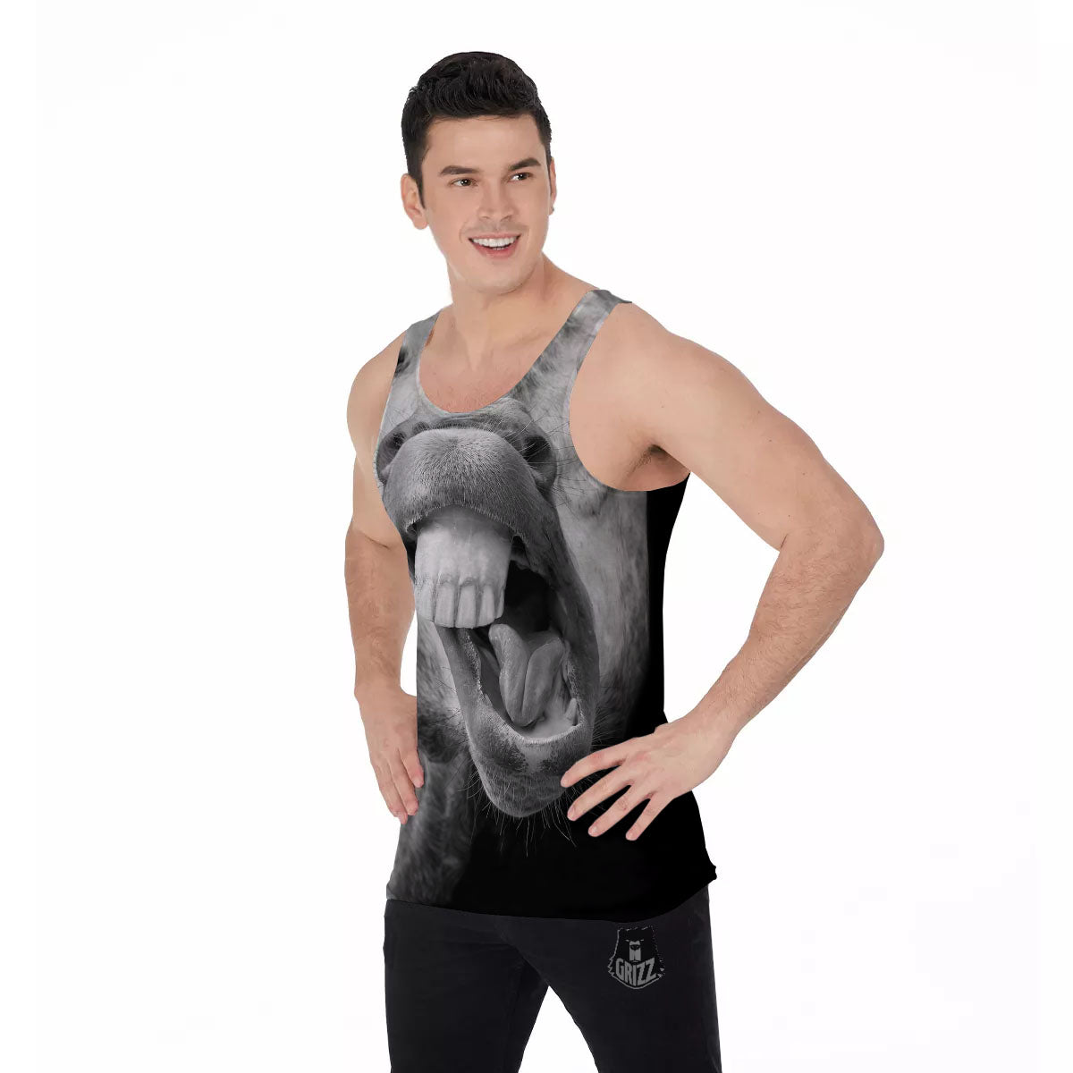 Crazy Donkey White And Black Print Men's Tank Top-grizzshop