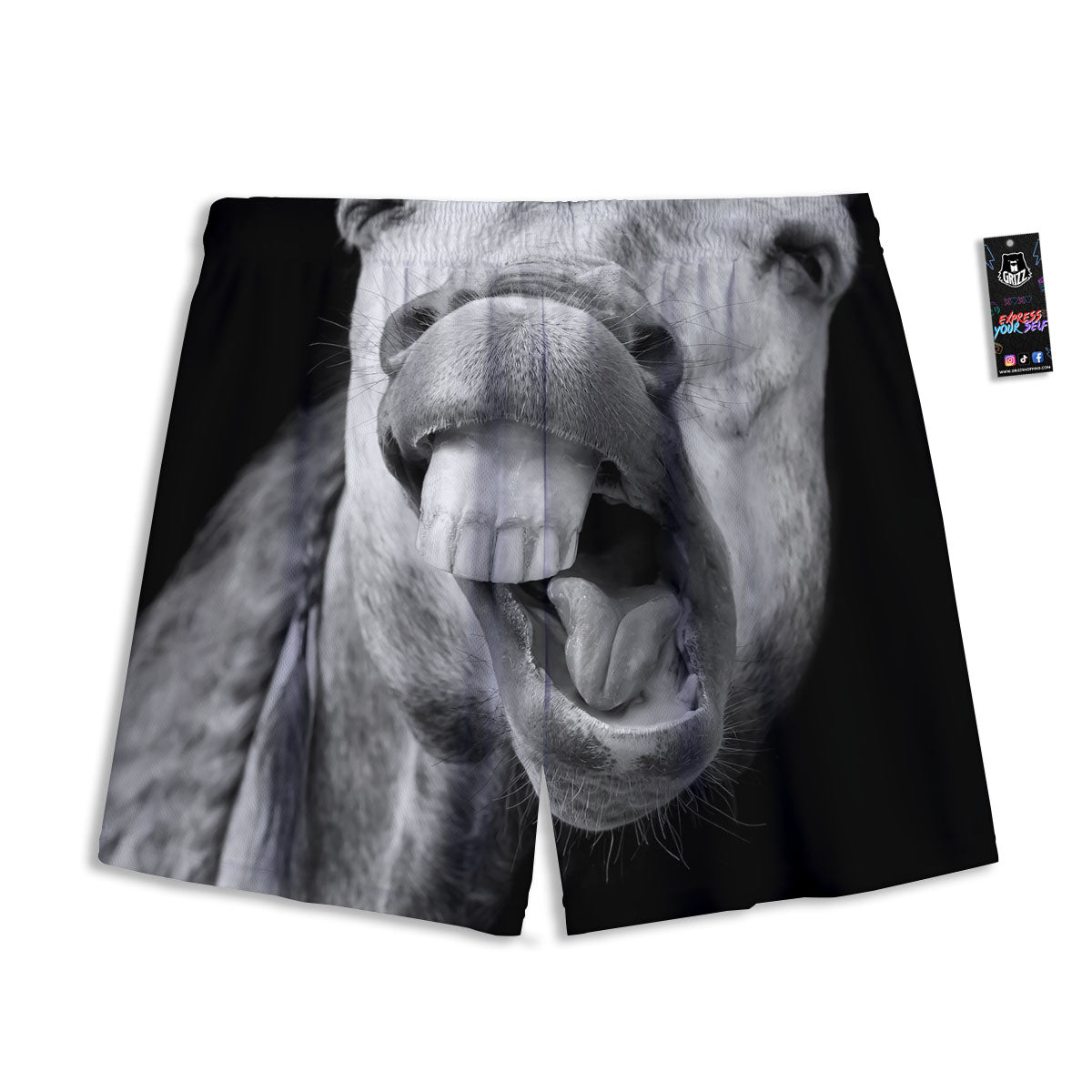 Evil Samurai Mask Print Mesh Shorts