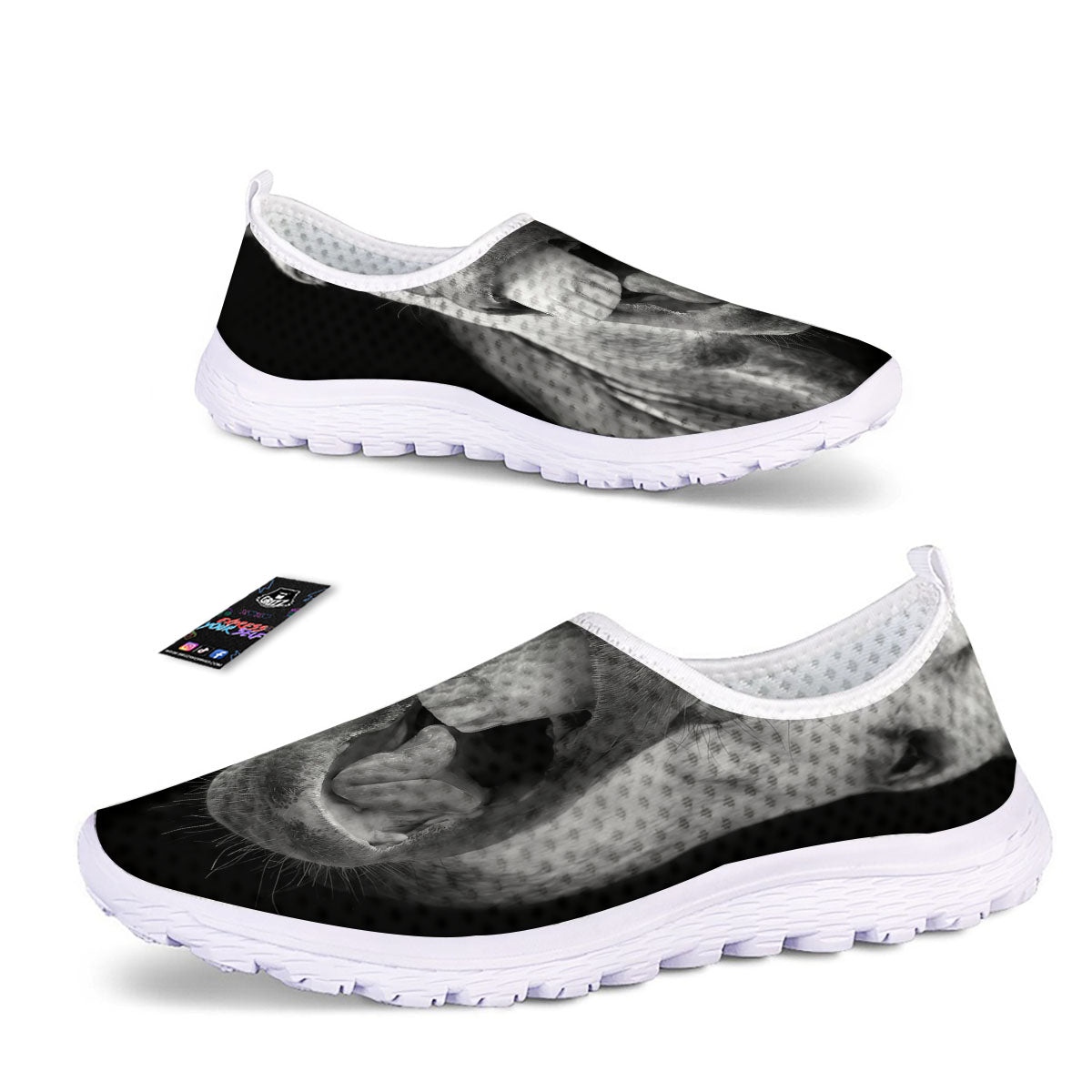 Crazy Donkey White And Black Print Nurse Shoes-grizzshop