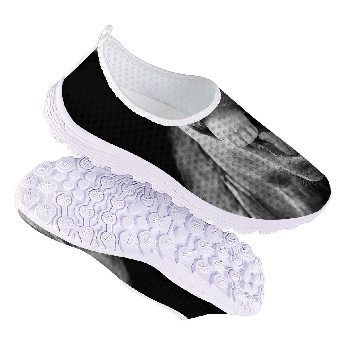 Crazy Donkey White And Black Print Nurse Shoes-grizzshop