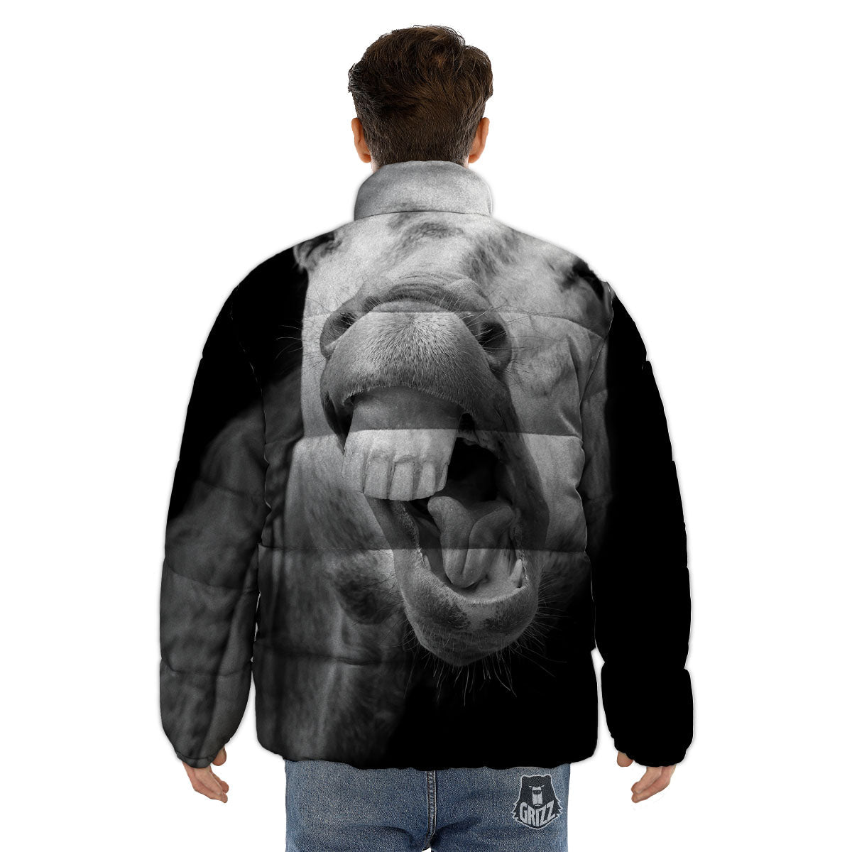 Crazy Donkey White And Black Print Puffer Jacket-grizzshop