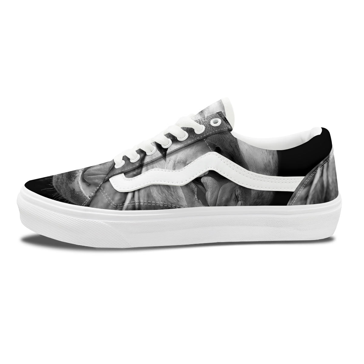 Crazy Donkey White And Black Print Skate Shoes-grizzshop