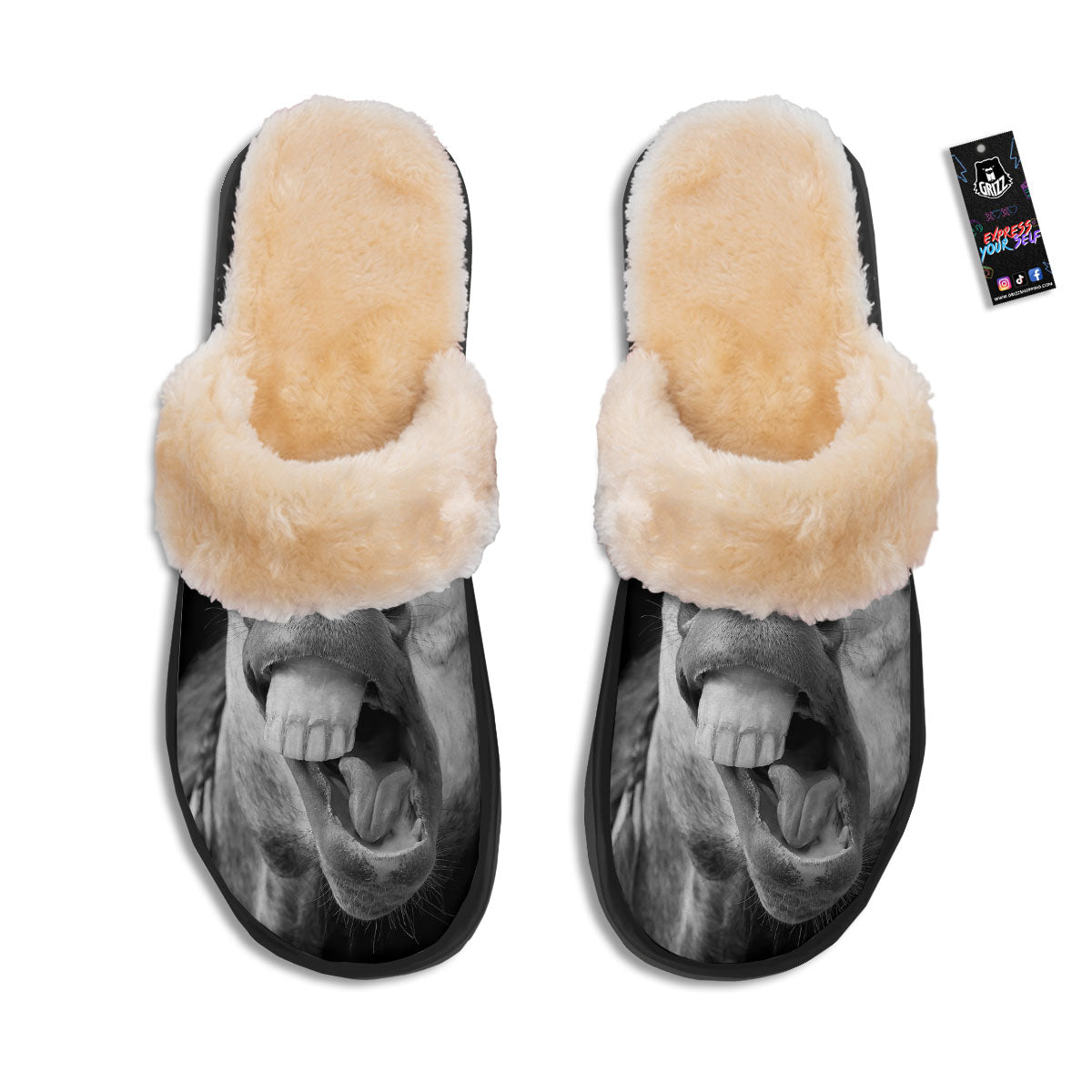Crazy Donkey White And Black Print Slippers-grizzshop