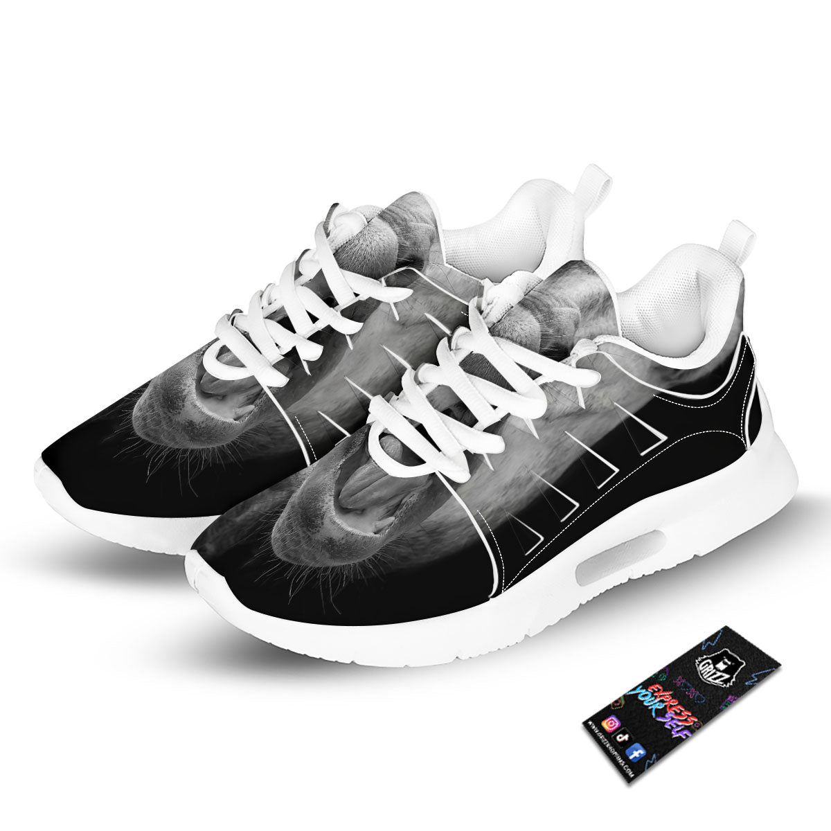 Crazy Donkey White And Black Print Tennis Shoes-grizzshop