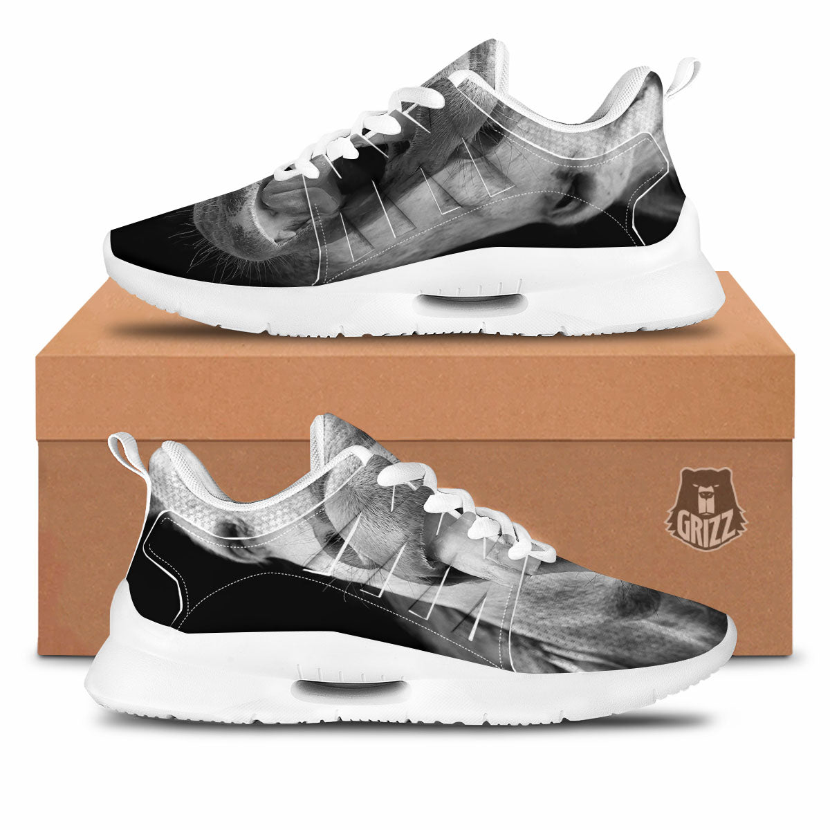 Crazy Donkey White And Black Print Tennis Shoes-grizzshop