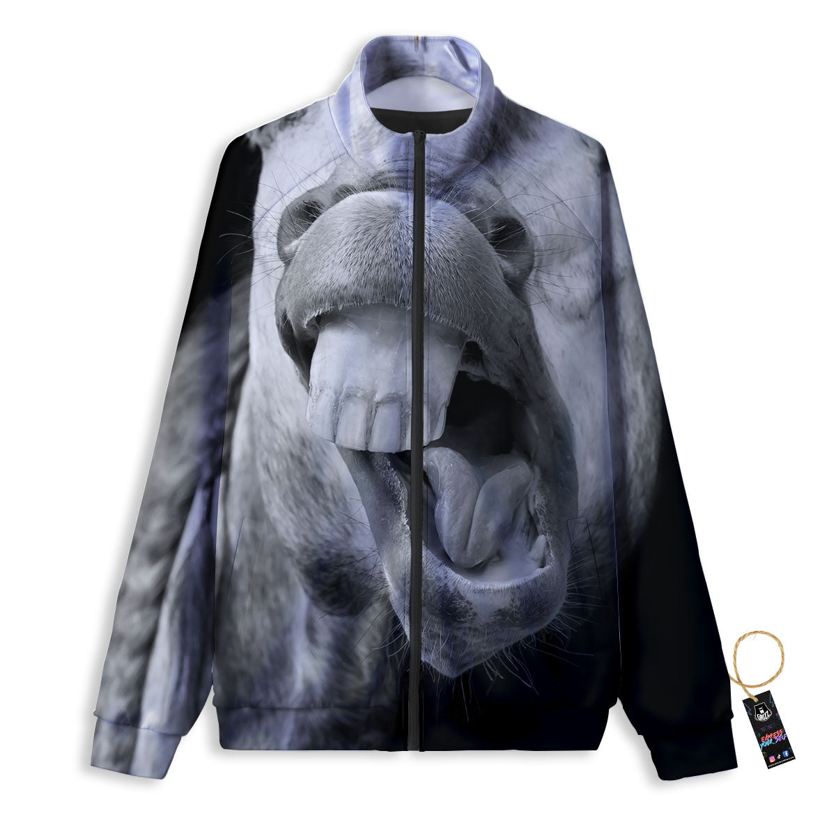 Crazy Donkey White And Black Print Track Jacket-grizzshop