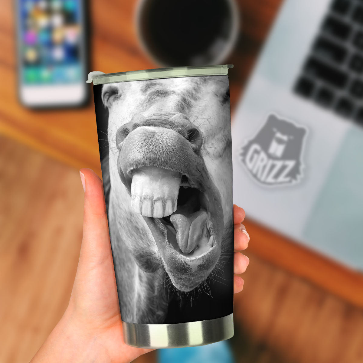 Crazy Donkey White And Black Print Tumbler-grizzshop