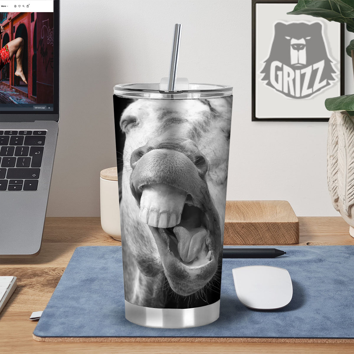 Crazy Donkey White And Black Print Tumbler-grizzshop