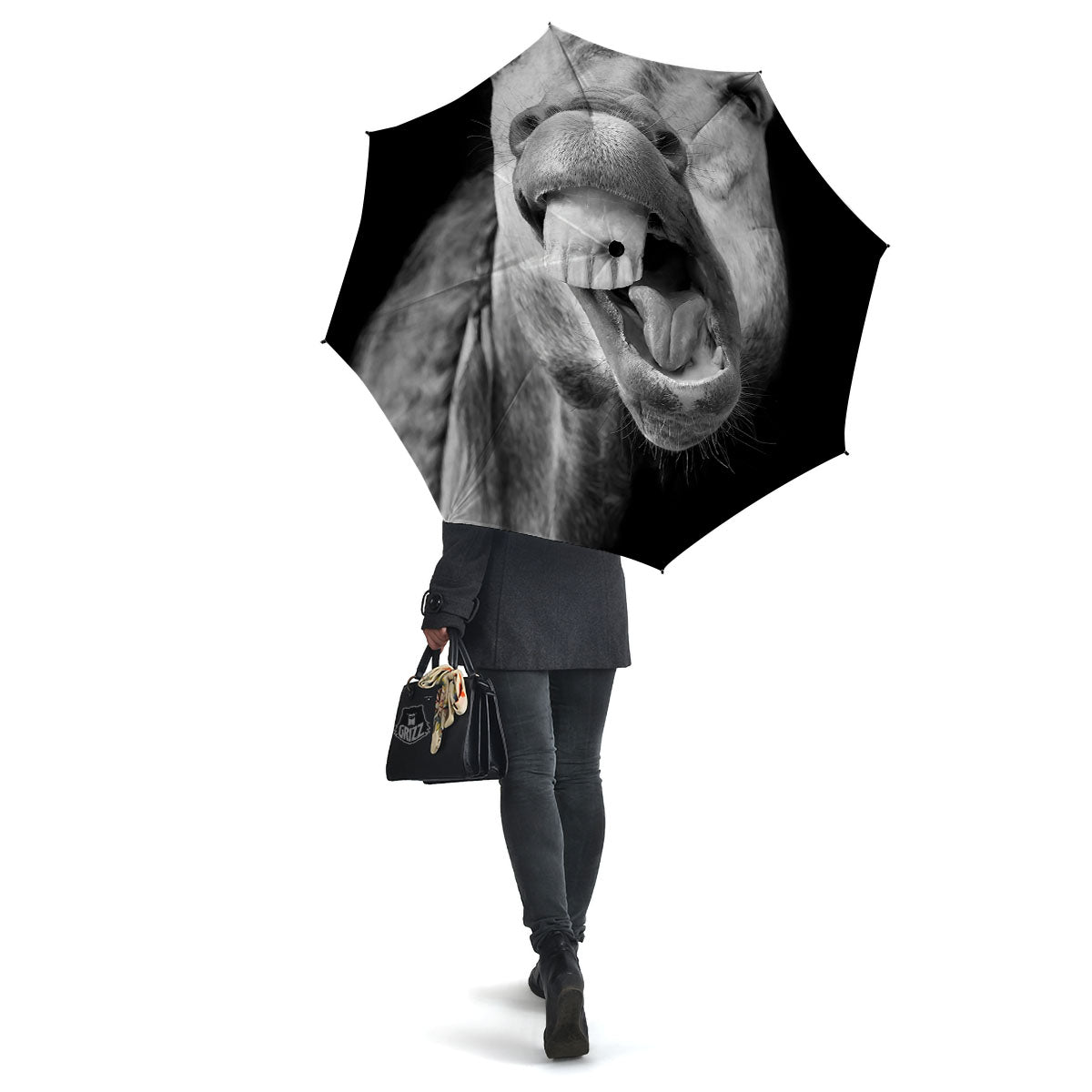 Crazy Donkey White And Black Print Umbrella-grizzshop