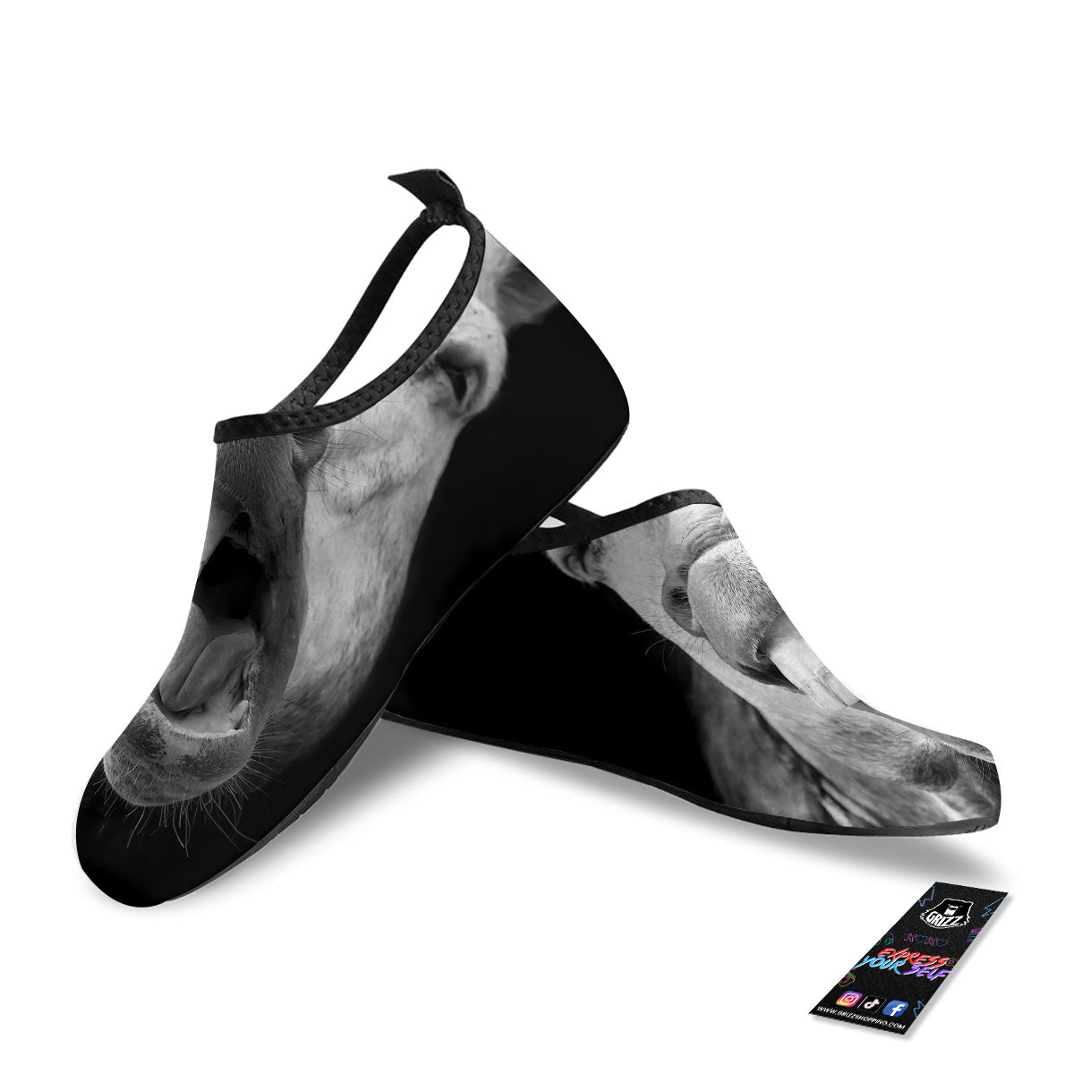 Crazy Donkey White And Black Print Water Shoes-grizzshop