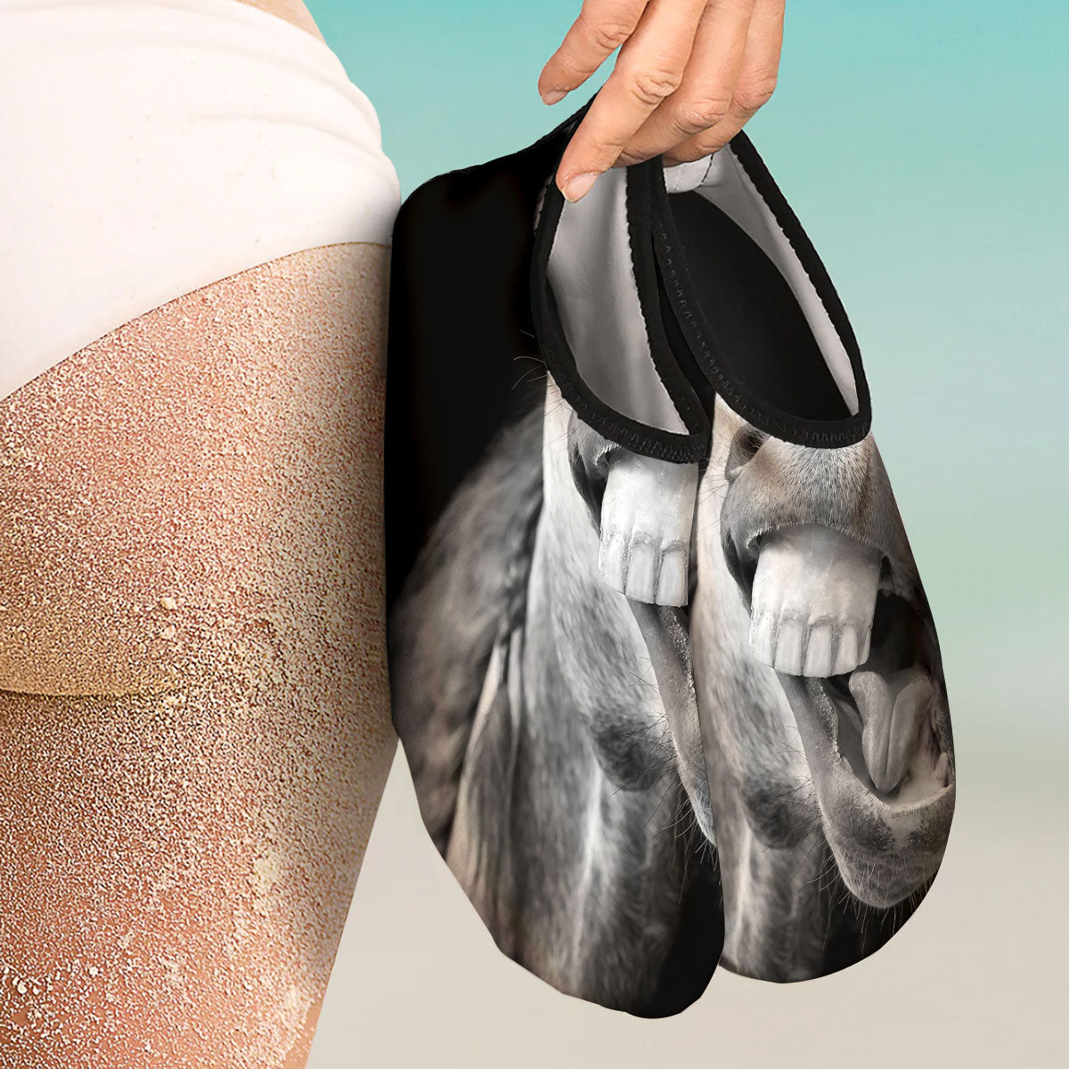 Crazy Donkey White And Black Print Water Shoes-grizzshop