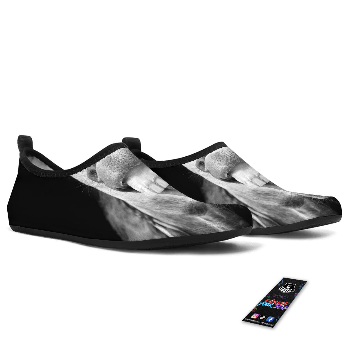 Crazy Donkey White And Black Print Water Shoes-grizzshop