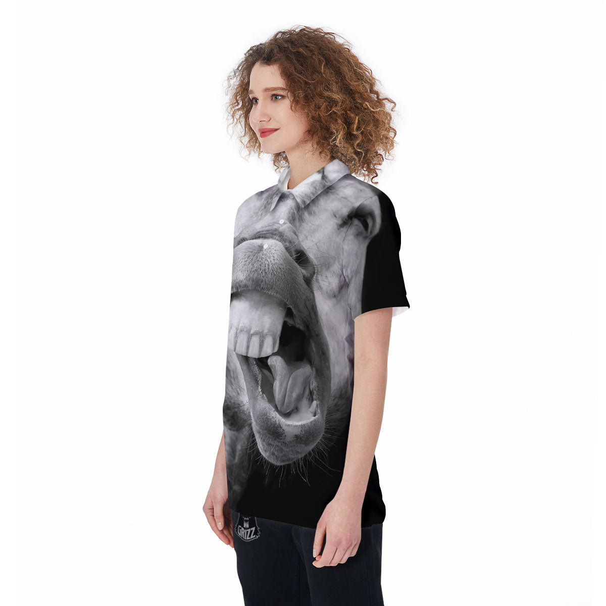 Crazy Donkey White And Black Print Women's Golf Shirts-grizzshop