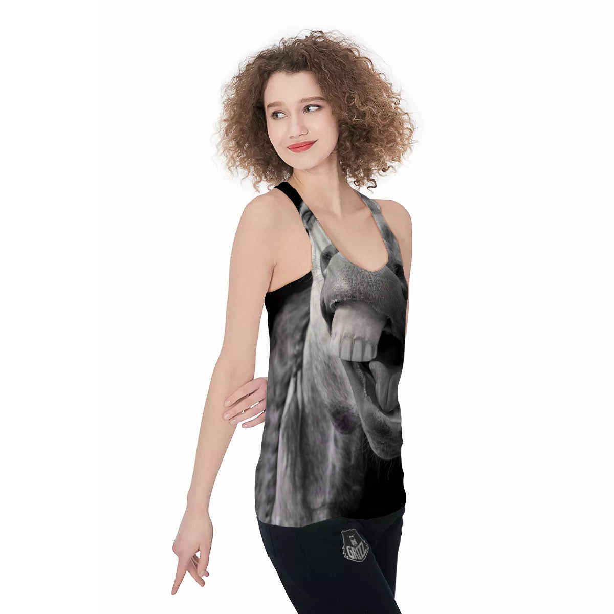 Crazy Donkey White And Black Print Women's Racerback Tank Top-grizzshop