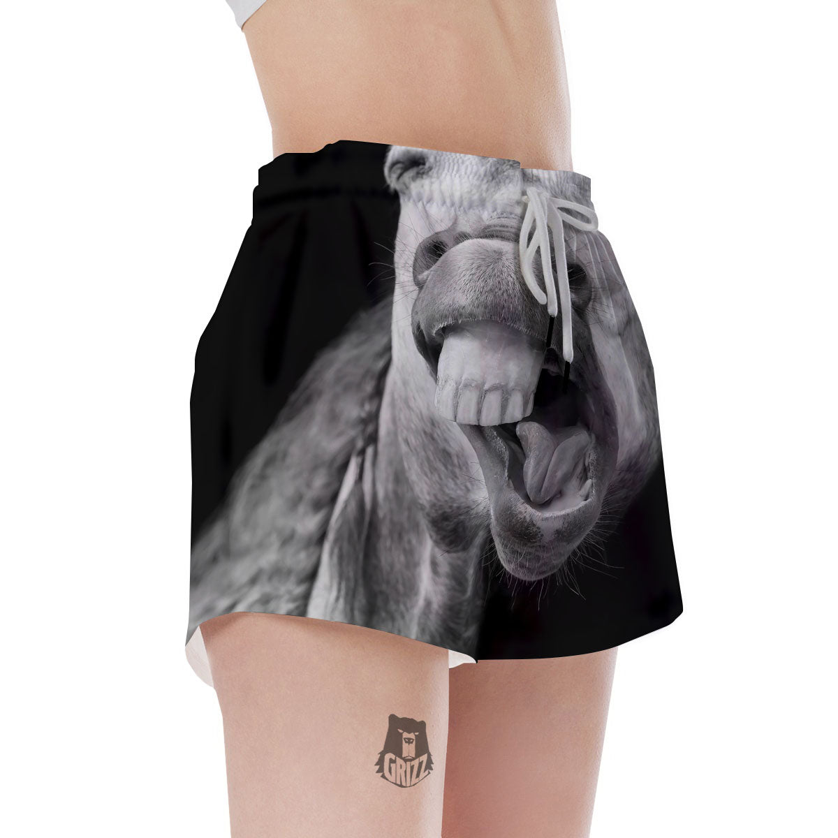 Crazy Donkey White And Black Print Women's Shorts-grizzshop