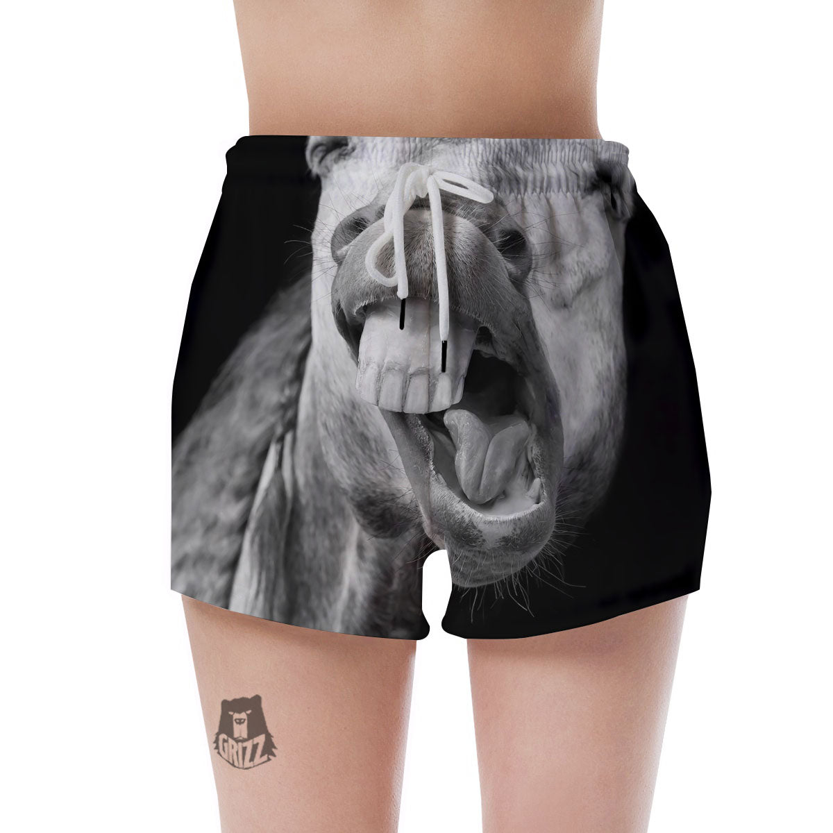 Crazy Donkey White And Black Print Women's Shorts-grizzshop