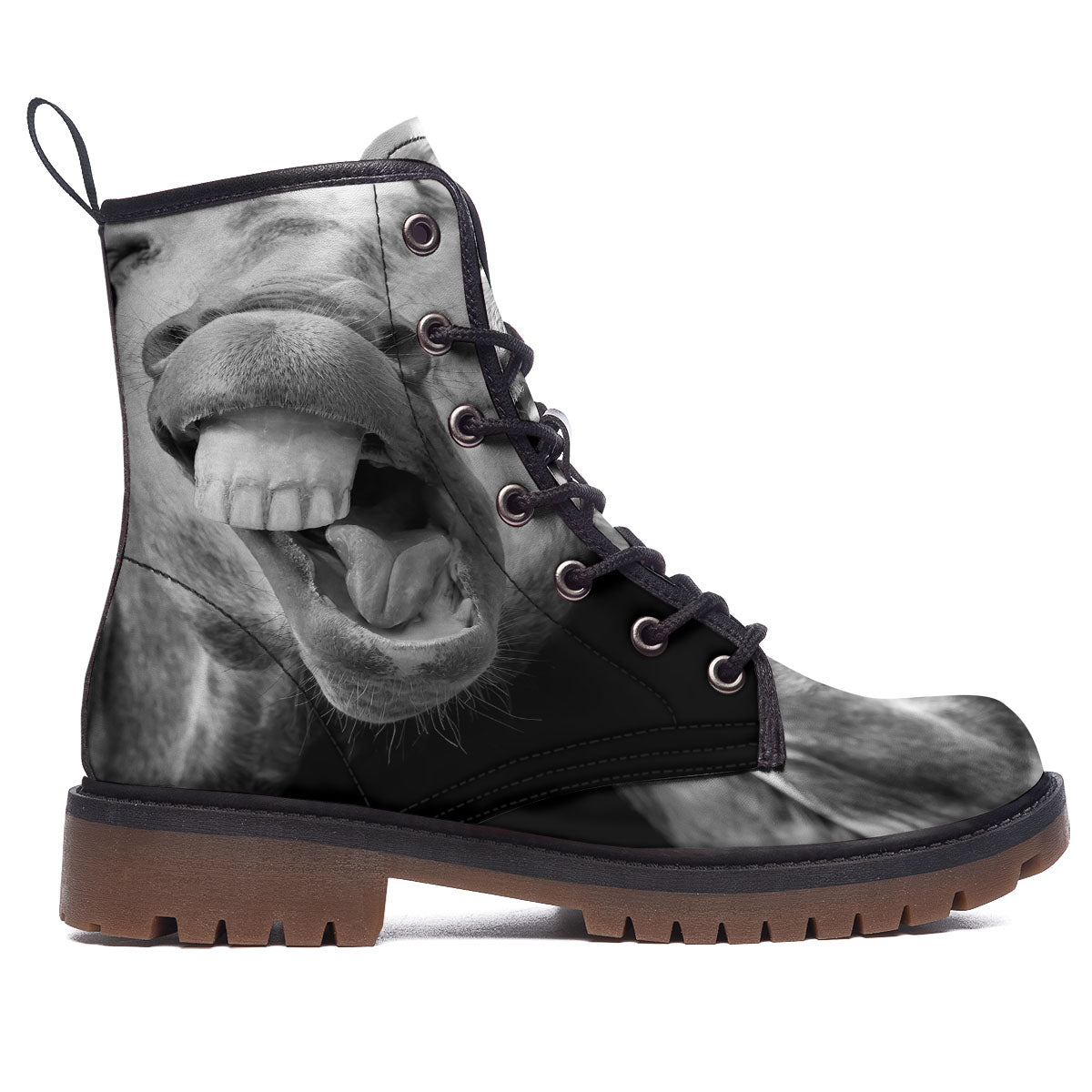 Crazy Donkey White And Black Print Work Boots-grizzshop