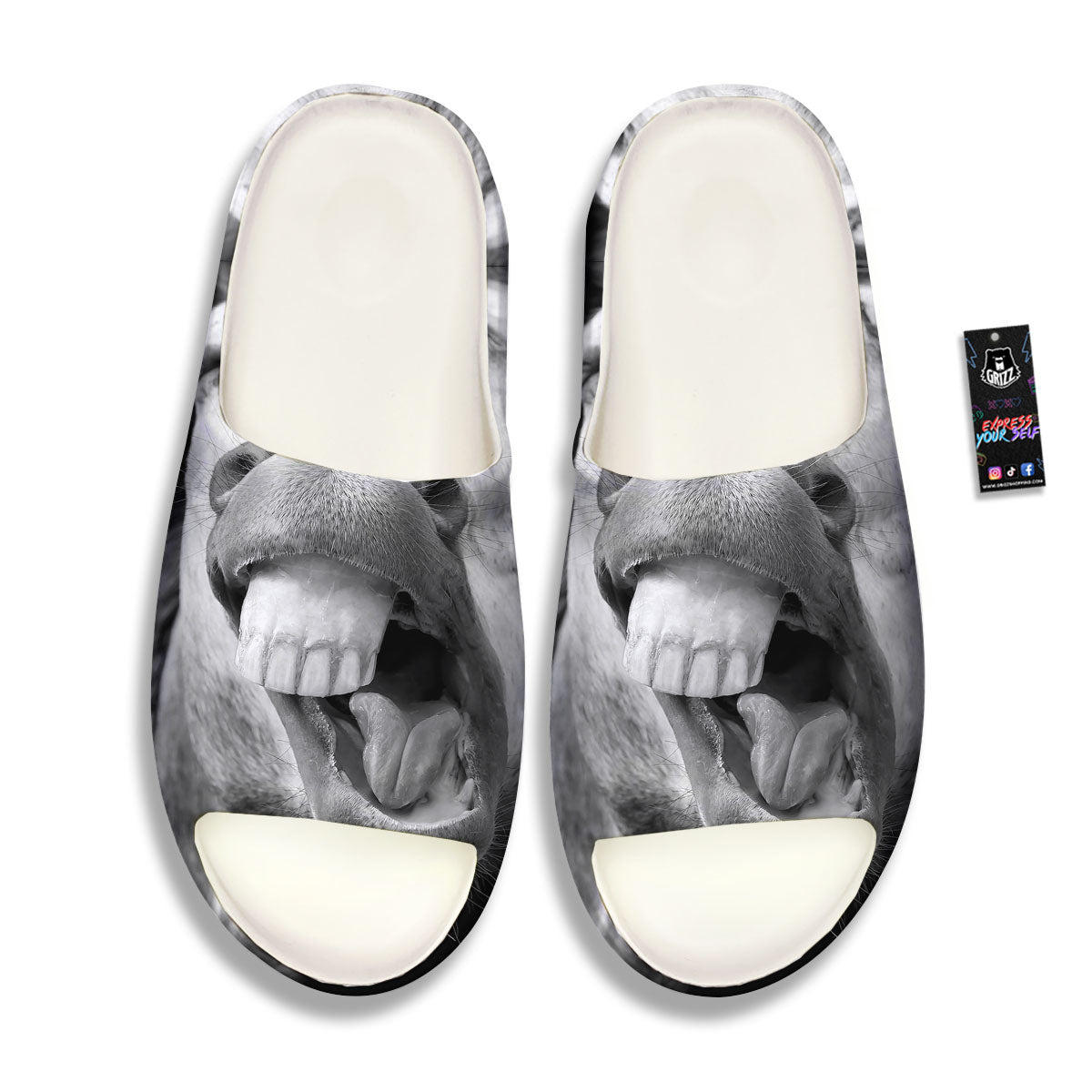 Crazy Donkey White And Black Print Sandals-grizzshop