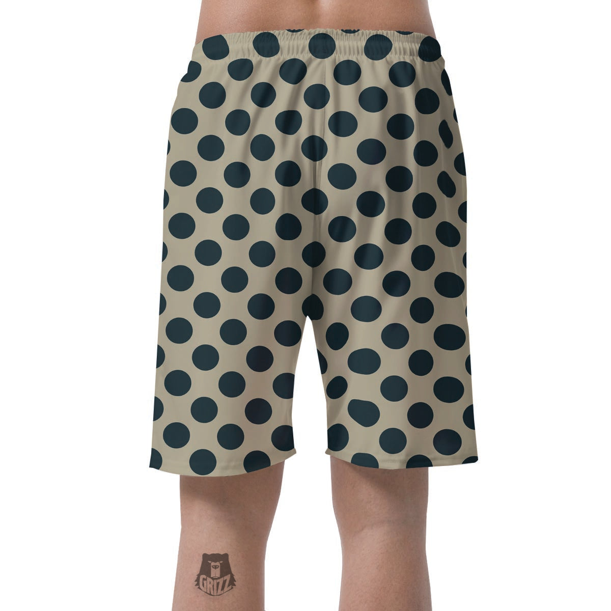 Cream And Black Polka Dot Men's Shorts-grizzshop