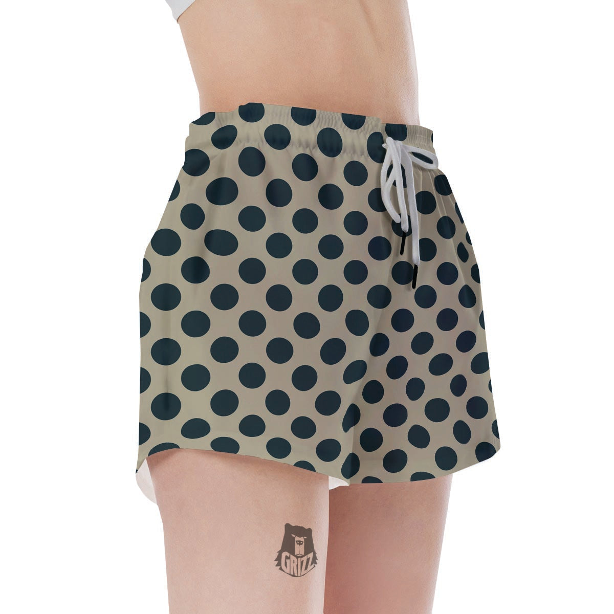 Cream And Black Polka Dot Women's Shorts-grizzshop