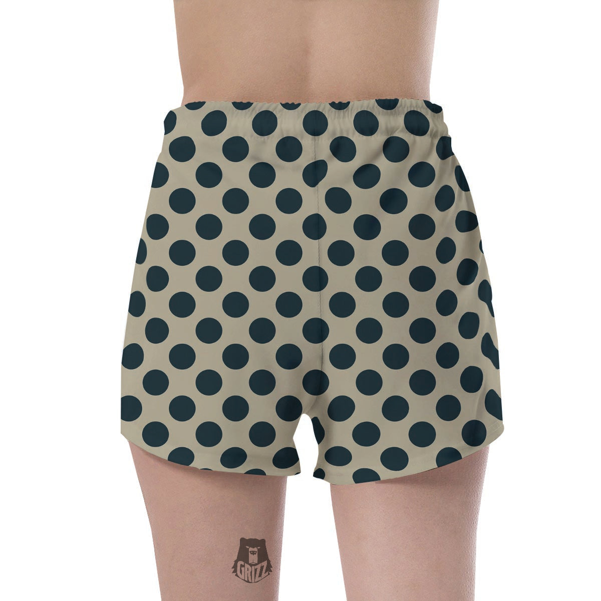 Cream And Black Polka Dot Women's Shorts-grizzshop