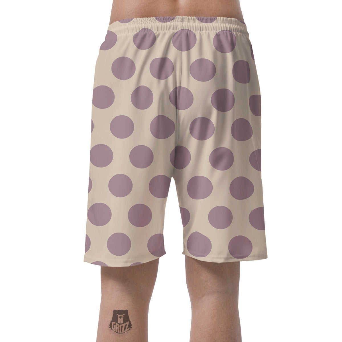 Cream And Brown Polka Dot Men's Shorts-grizzshop