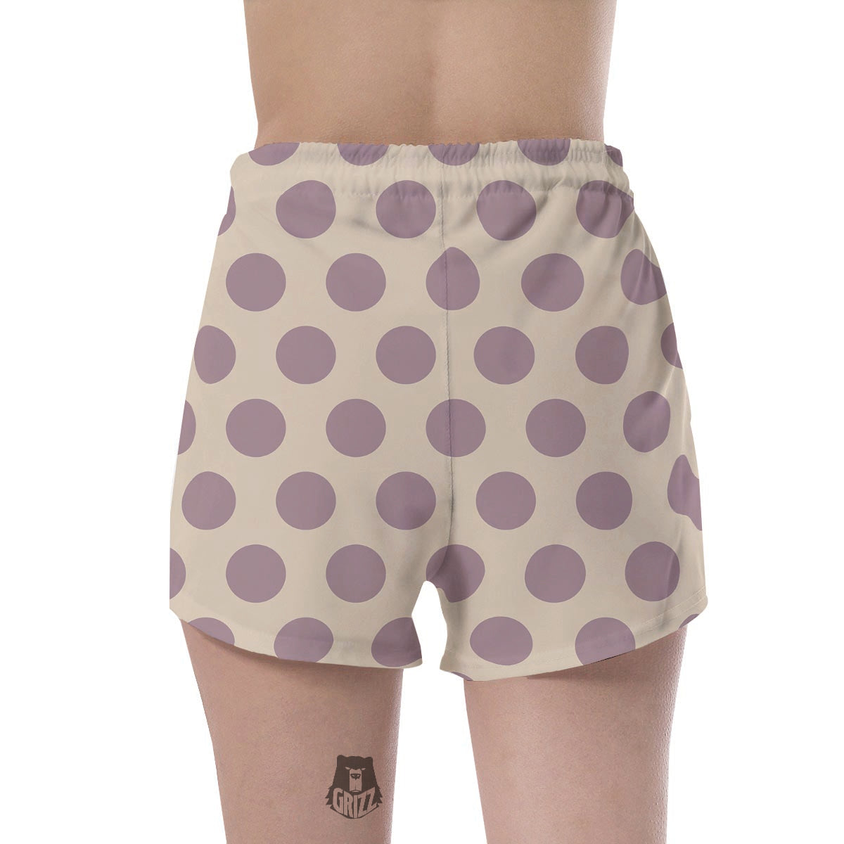 Cream And Brown Polka Dot Women's Shorts-grizzshop