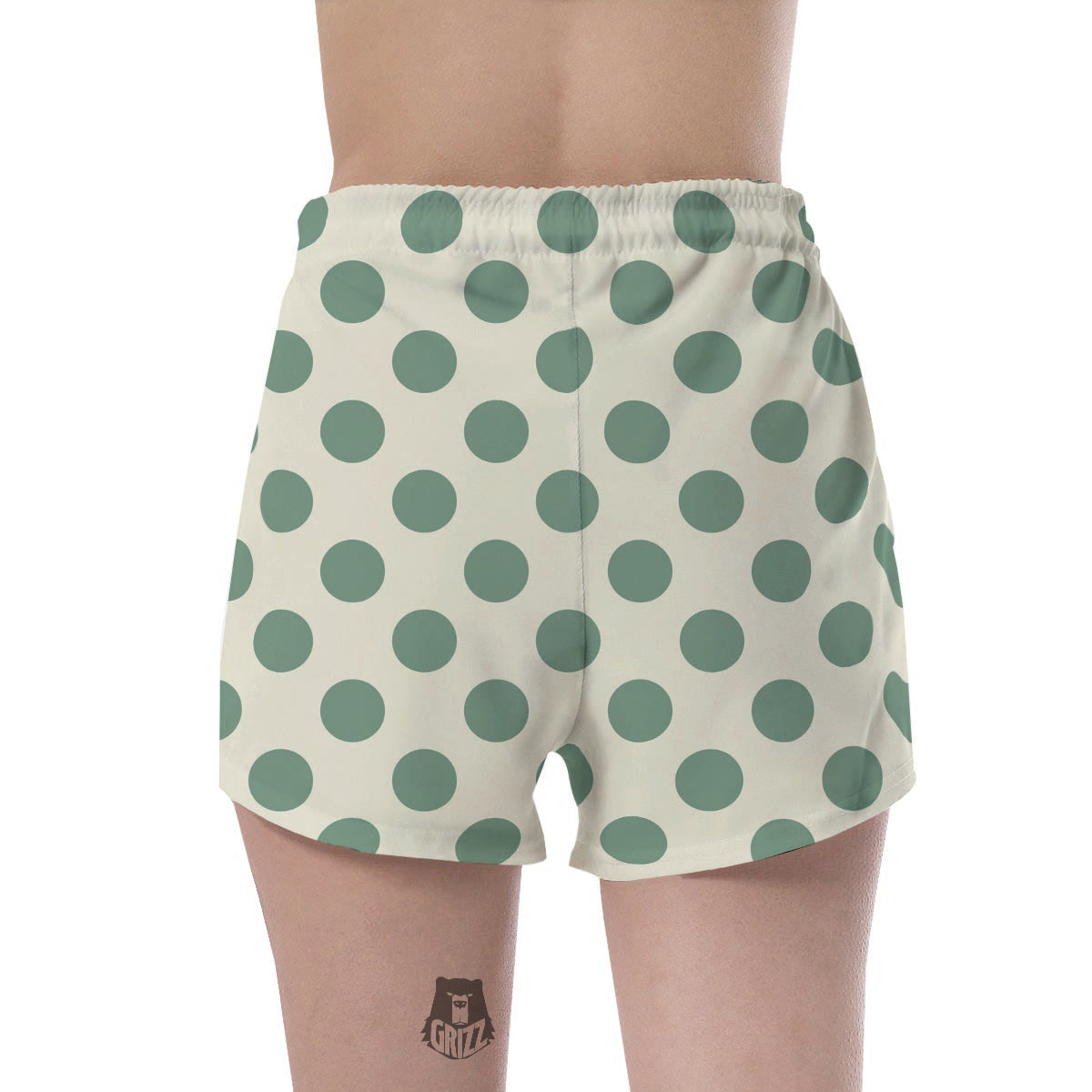 Cream And Emerald Polka Dot Women's Shorts-grizzshop