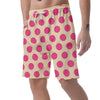 Cream And Pink Polka Dot Men's Shorts-grizzshop